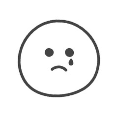 Fototapeta premium 手書きの涙を流し泣いている顔の絵文字 - シンプルでかわいい悲しい感情やトラブルのイメージ素材