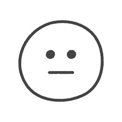 手書きの無表情な顔の絵文字 -普通や真顔を表現するシンプルでかわいい黒い線画のイラスト素材