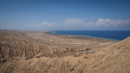 The panorama of Ak Say Canyons in Kyrgyzstan