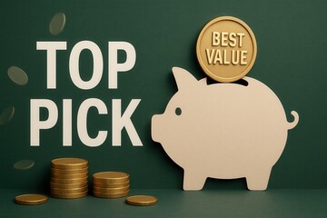 TOP PICK and BEST VALUE discount offer banner, modern minimalistic style, engaging retail promotion for savings.