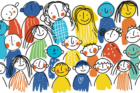 Colorful group illustration representing diversity and community