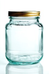 Clear glass jar with gold lid