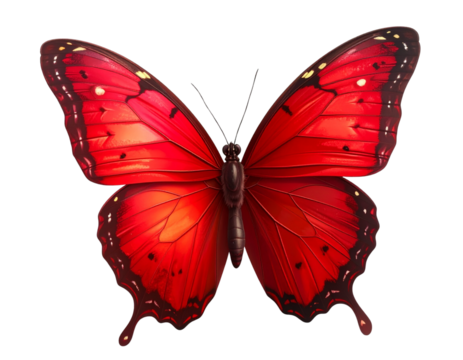 Beautiful red butterfly transparent background