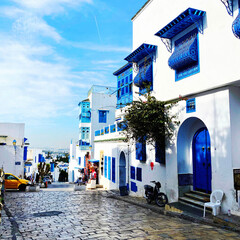street in the old town,Tunisia, Sidi Bou Said, road