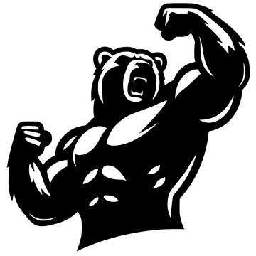 Silueta de un oso peleando