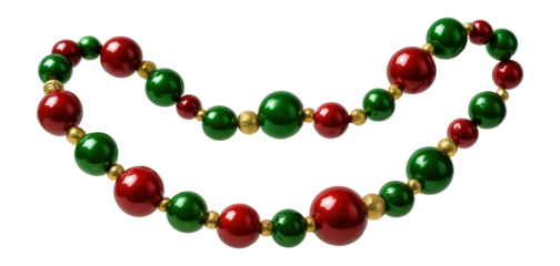 Red and green beaded garland with gold accents