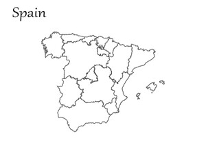 Spain Map Outline Simple Black and White