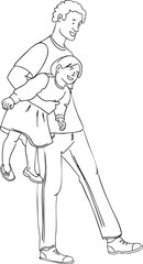 A father is carrying her child on his hand. Vector illustration.