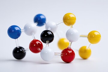 Colorful molecular model on white background