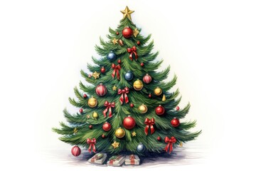 Fototapeta premium Decorated christmas tree plant illuminated celebration.
