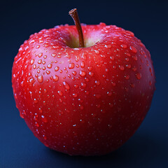 red apple with water drops