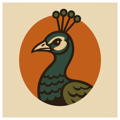 Peacock Portrait – Colorful Bird Mascot Vector