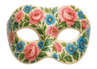 Mask with a floral motif and lush blooms