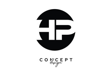 HP Creative Negative Space Circle Monogram Logo Design