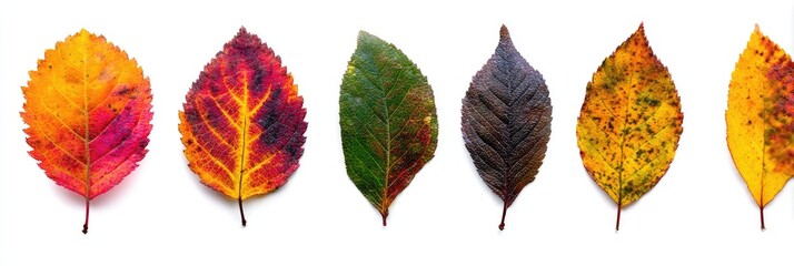 Obraz premium Colorful autumn leaves in a row