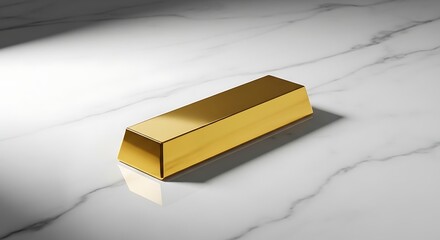 Close-Up Photo of Gold Bar on Minimalist Marble Background