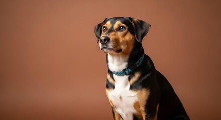 Minimal Beige Studio Dog Portrait Captured for Product Branding