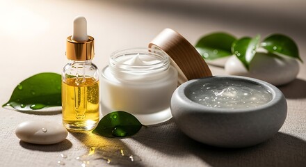 Soft Pastel Background Skincare Set Product Photography Concept