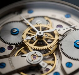 Close-Up of Watch Mechanism with Gears and Precision Engineering