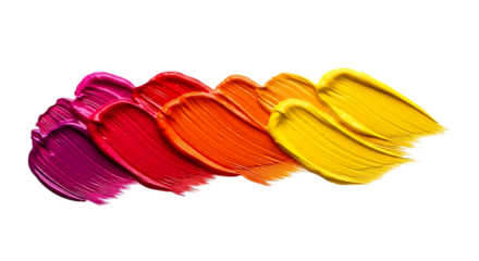 Paint swatches in a gradient of colors isolated on transparent background