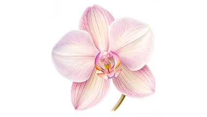 Beautiful pink orchid with delicate petals showcasing intricate details and natural elegance in bloom isolated on transparent background