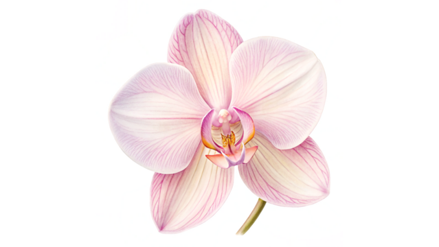 Beautiful pink orchid with delicate petals showcasing intricate details and natural elegance in bloom isolated on transparent background
