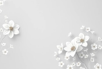 Delicate white floral patterns on a sophisticated gray backdrop, illustration, vintage