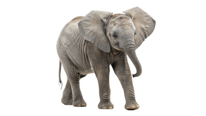 Obraz premium Young elephant walking gracefully isolated on transparent background