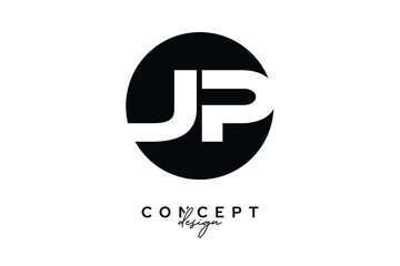 JP Creative Negative Space Circle Monogram Logo Design