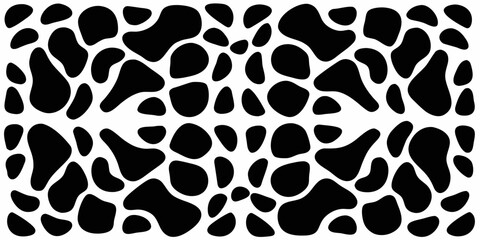 Abstract black and white organic shapes pattern reminiscent of cowhide or dalmatian spots