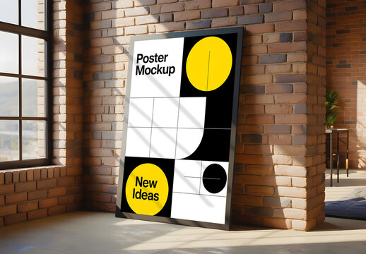 Modern Poster Mockup with Geometric Design