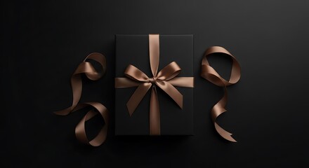 Black Gift Box with Brown Ribbon.