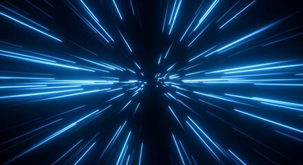 Abstract blue light streaks on dark background, representing speed and technology