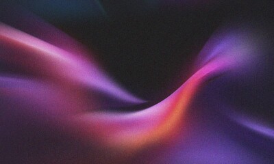 Vibrant abstract gradient with purple, pink, and orange light flow on dark grainy texture for modern digital background