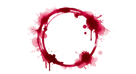 Red wine stain ring isolated on transparent background