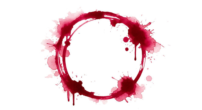 Red wine stain ring isolated on transparent background
