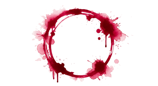 Red wine stain ring isolated on transparent background