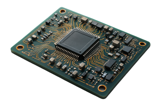 Rectangular circuit board with an embedded microcontroller