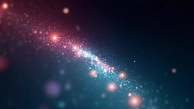 Animation of particles floating in space, colors, stars, background