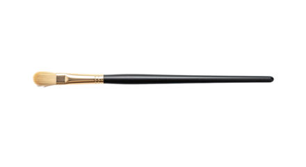 Professional makeup brush with black handle.