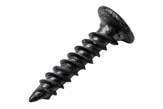 Black Iron Screw, isolated on a transparent background. - Powered by Adobe