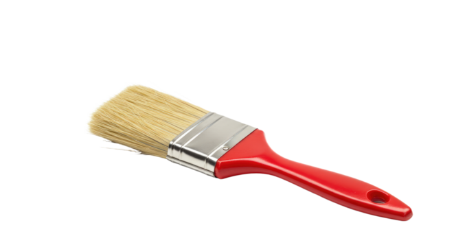 Red handled paint brush isolated on white 3.