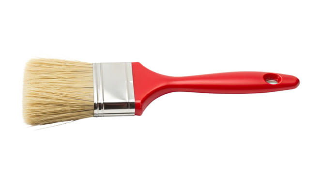 Red handled paint brush isolated on white 5.