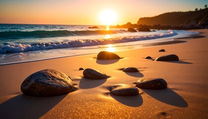 Golden sunset over a tranquil beach (1)