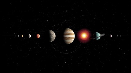 Solar System Planets Orbiting the Sun Illustration