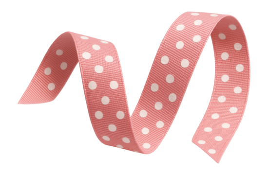 Pink grosgrain ribbon with polka dots