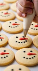 Decorated Snowman Cookies Being Decorated.
