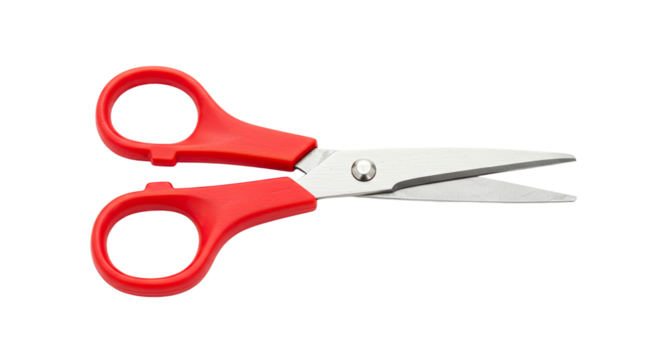 Red handled scissors isolated on white background 5.