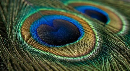 Exotic Peacock Eye Feathers Pattern,Vibrant Peacock Feather Background Texture, Close-Up of Iridescent Peacock Feathers, 