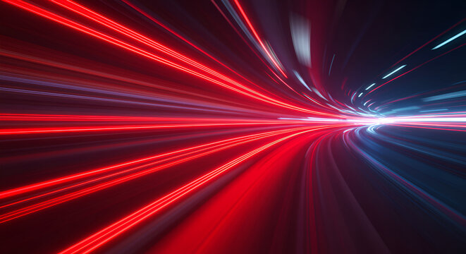 Abstract light trails in motion, speedway with red and blue neon glowing - Powered by Adobe